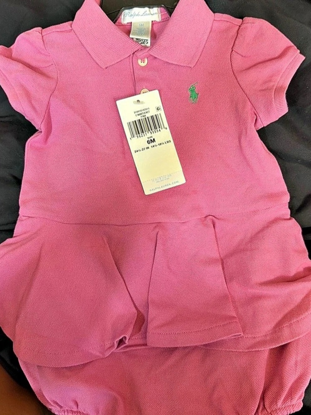 Ralph Lauren Ruffled Cotton Polo Dress & Bloomer Set Girls 6M Pink Polo Dress